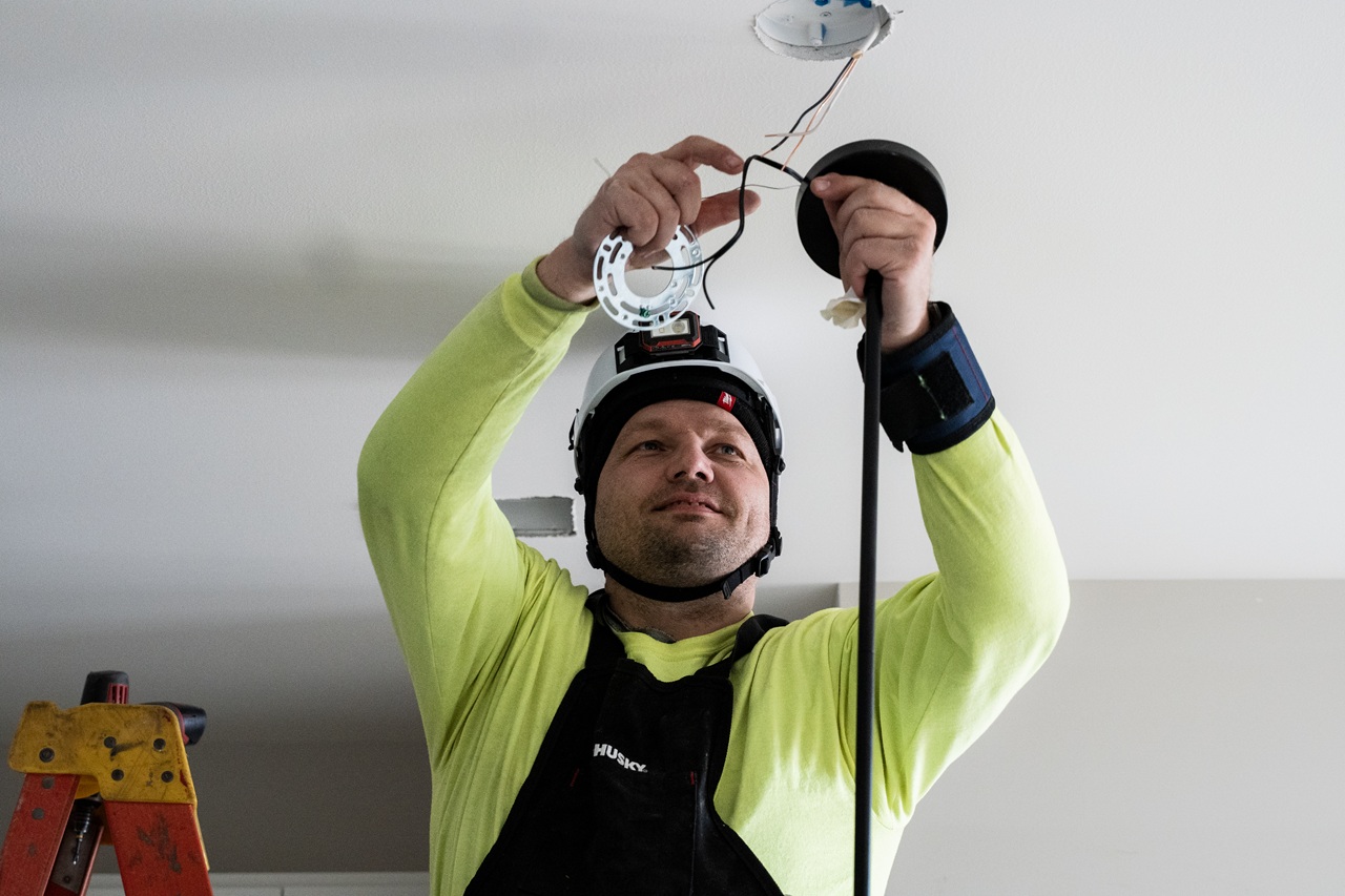 Electrician performing residential electrical repair in Central PA